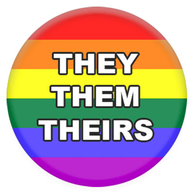 Rainbow Pronoun Them/They/Theirs Small Pin Badge