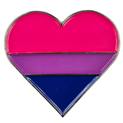 Bisexual Flag Silver Metal Heart Lapel Pin Badge