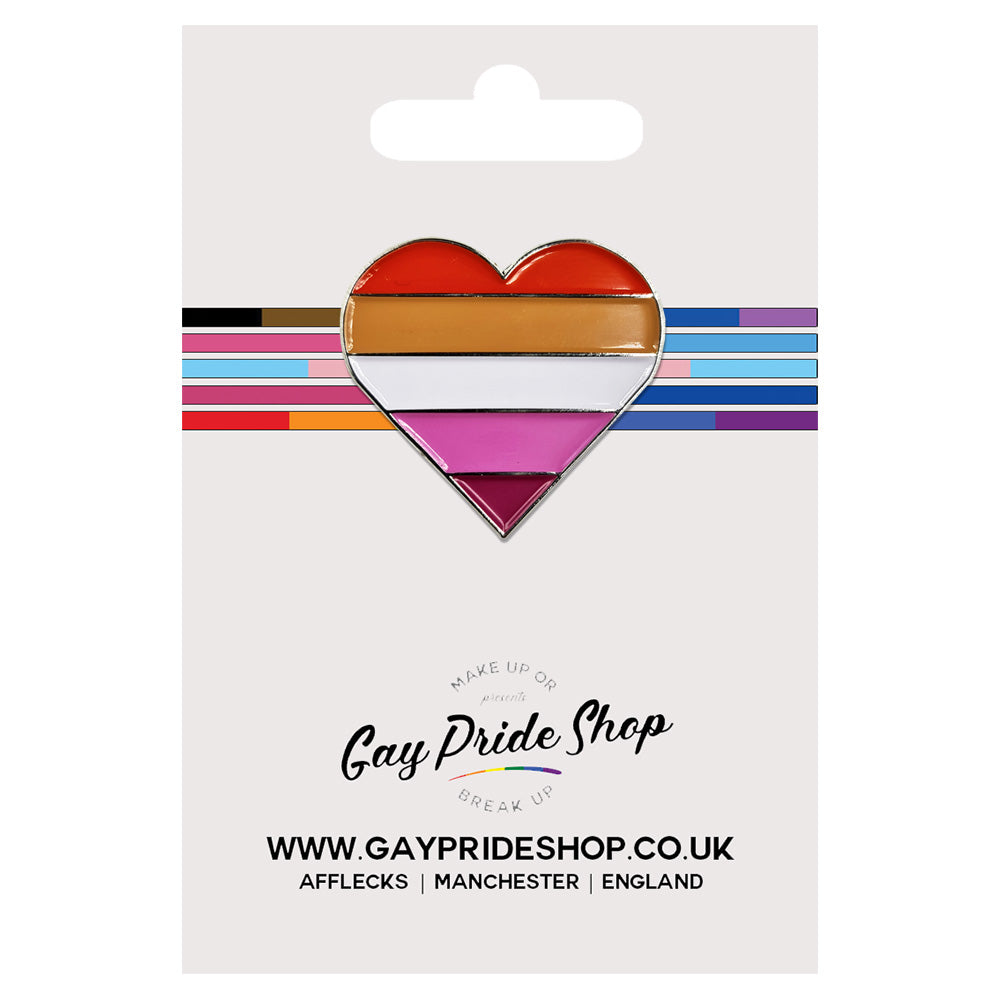 Community Lesbian Flag Silver Metal Heart Lapel Pin Badge