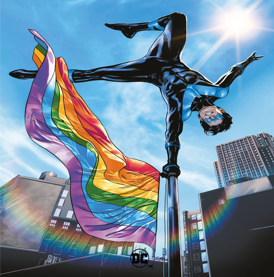 DC Comics Nightwing With Rainbow Flag - Greetings Card