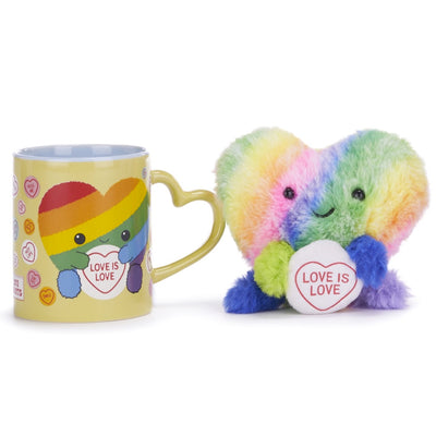 Swizzles Love Hearts - Love Is Love Rainbow Heart Mug & Plush Gift Set