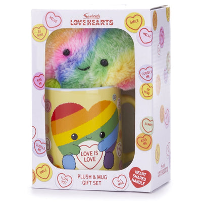 Swizzles Love Hearts - Love Is Love Rainbow Heart Mug & Plush Gift Set