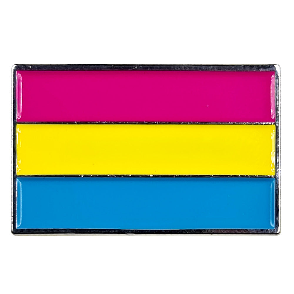 Pansexual Pride Flag Silver Metal Rectangle Lapel Pin Badge