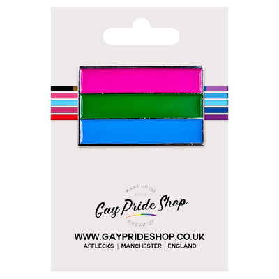 Polysexual Pride Flag Silver Metal Rectangle Lapel Pin Badge