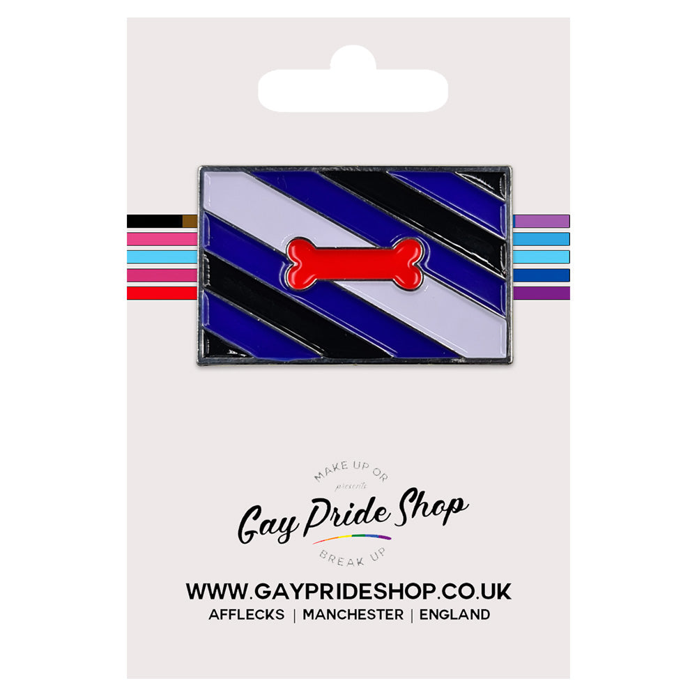 Puppy Play Pride Flag Silver Metal Rectangle Lapel Pin Badge