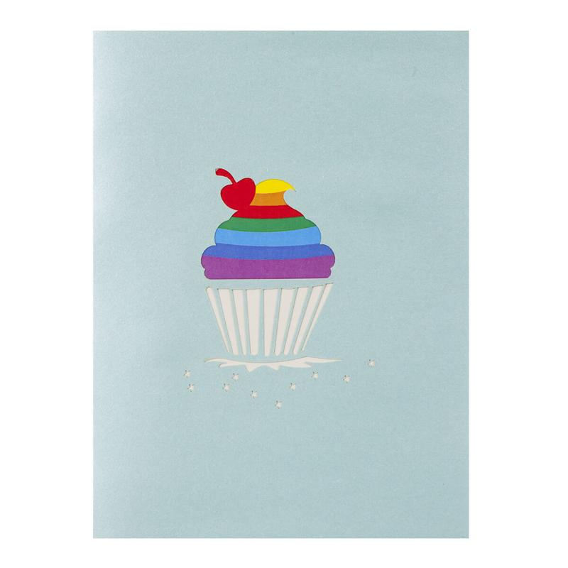 Rainbow Cupcake Pop Up Card - Gay Greetings Card