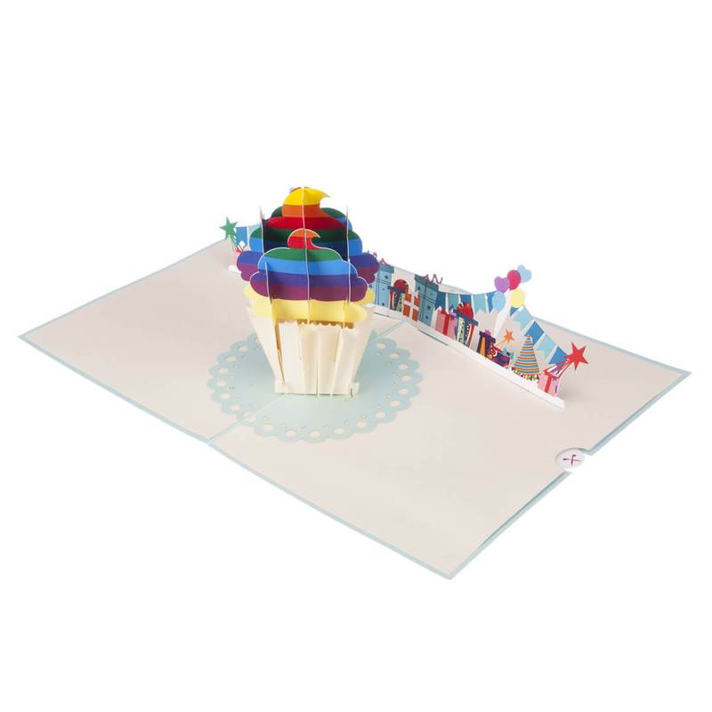 Rainbow Cupcake Pop Up Card - Gay Greetings Card