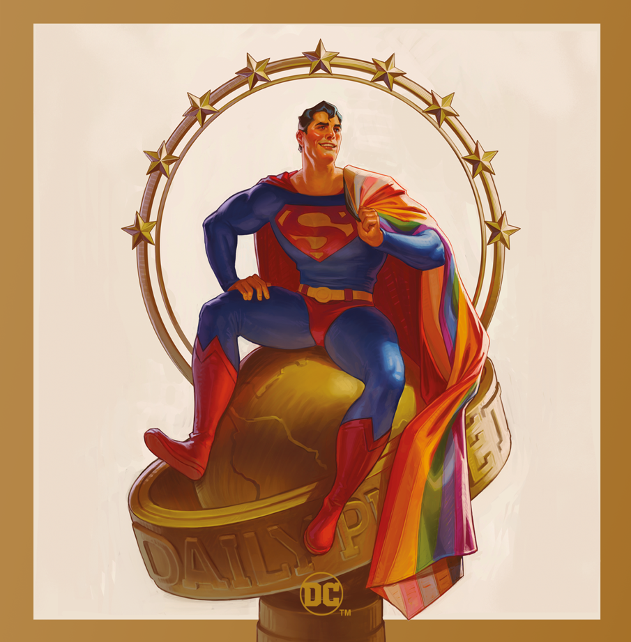 DC Comics Superman With Rainbow Flag - Greetings Card