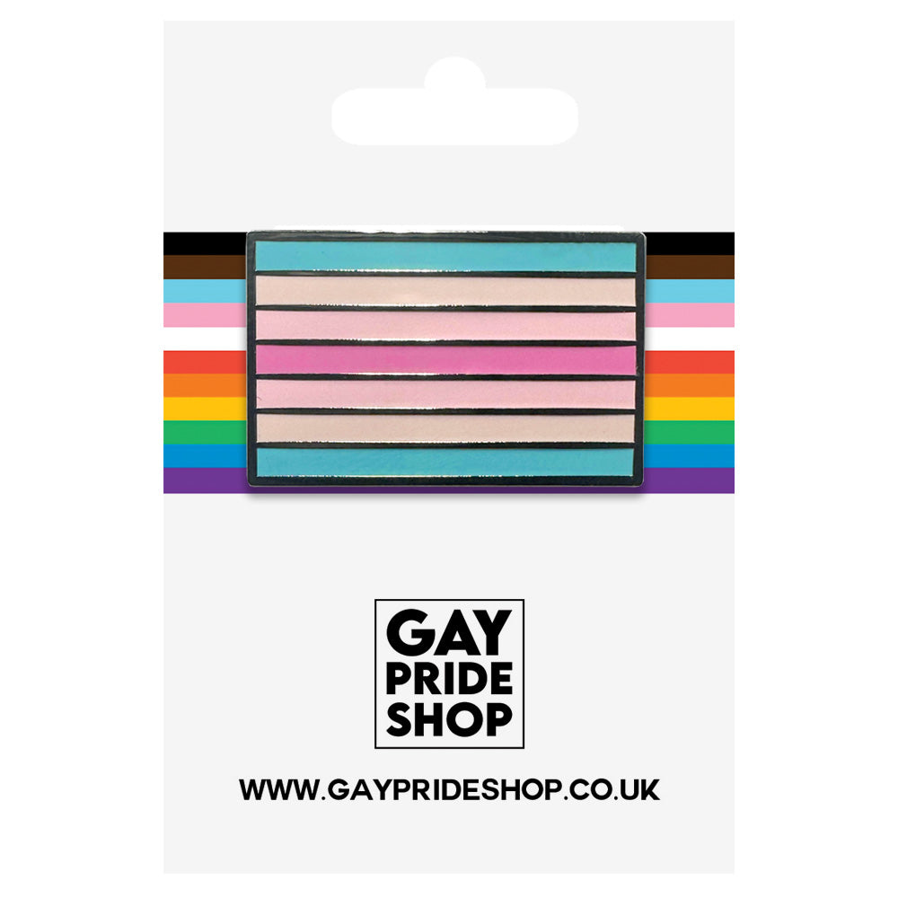Transfeminine Pride Flag Silver Metal Rectangle Lapel Pin Badge