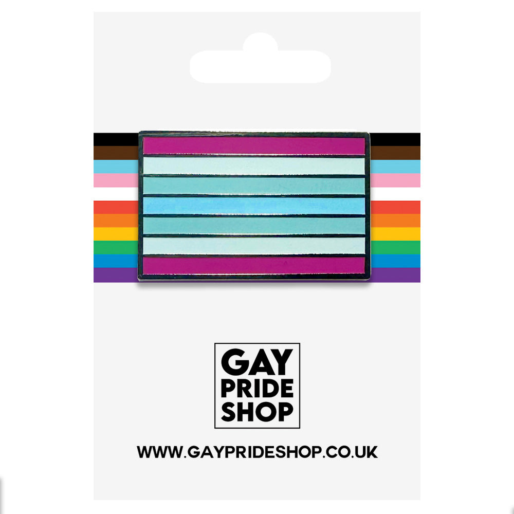 Transmasculine Pride Flag Silver Metal Rectangle Lapel Pin Badge