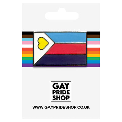 Tricolour Polyamory Pride Flag Silver Metal Rectangle Lapel Pin Badge