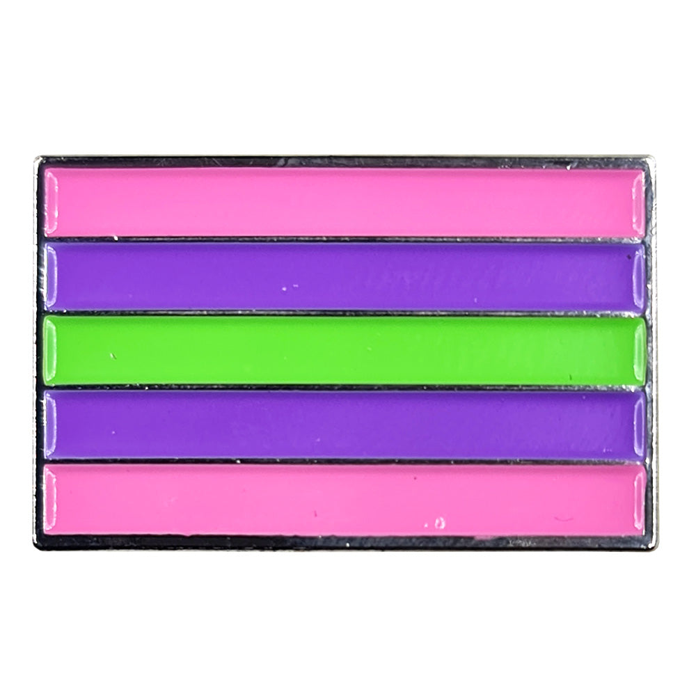 Trigender Pride Flag Silver Metal Rectangle Lapel Pin Badge