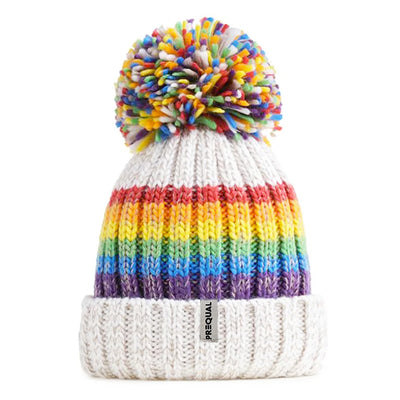 Gay Pride Rainbow Luxury Super Sherpa Reflective Bobble Hat - Ice Grey