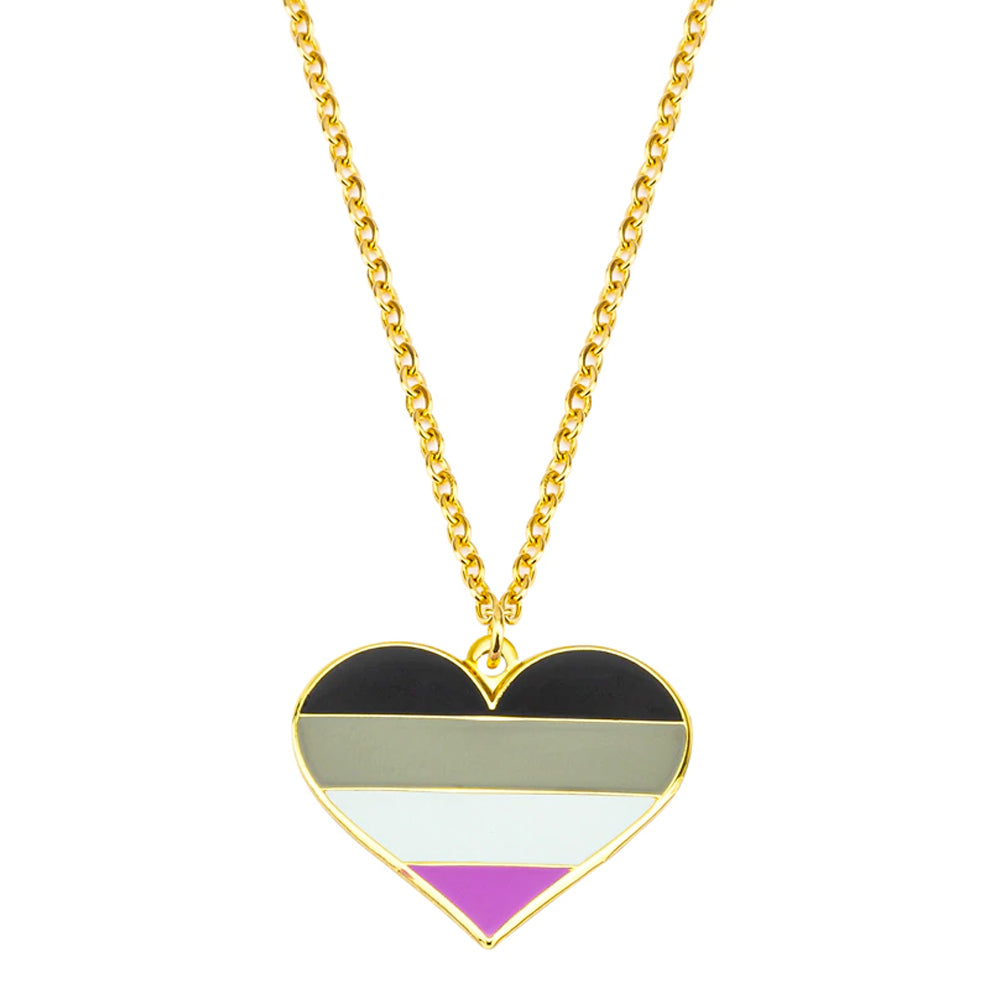 Asexual Flag Heart Shaped Necklace