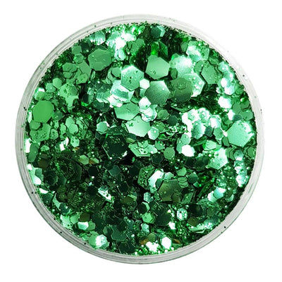 MUOBU Biodegradable Green Mixed Glitter - Metallic Festival Chunky Glitter Mix (BioWicked)