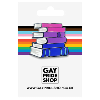 Bisexual Pride Rainbow Stack Of Books Metal Lapel Pin Badge