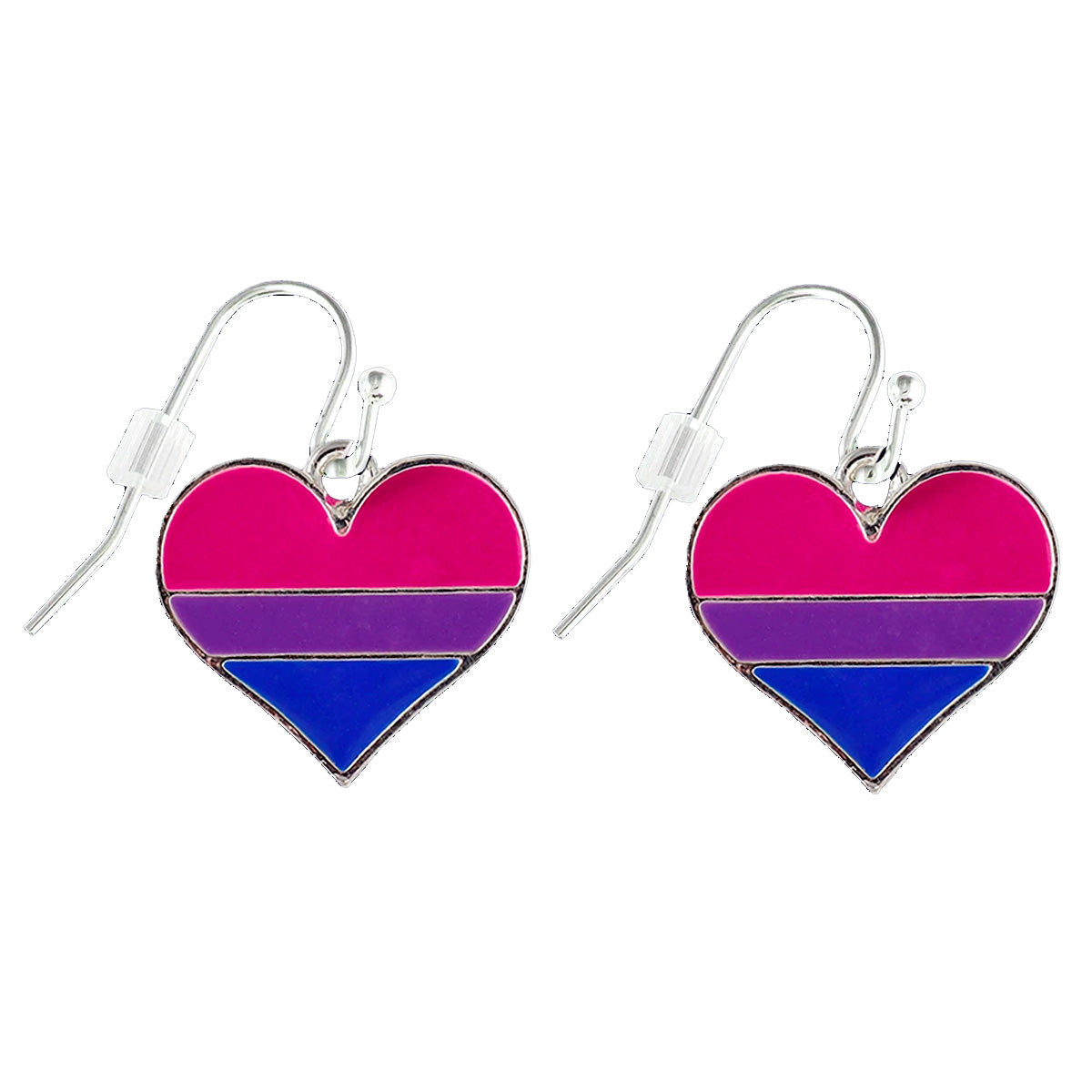 Bisexual Flag Silver Plated Heart Earrings