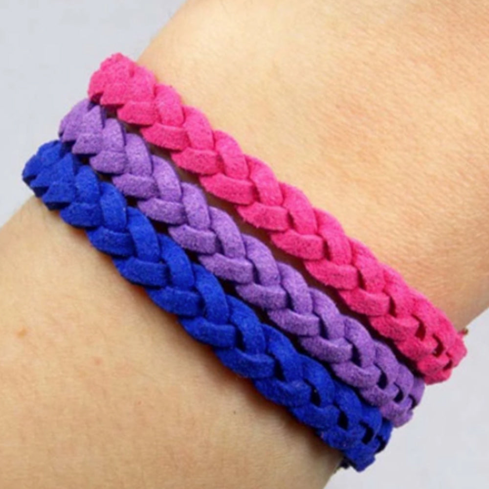 Bisexual Suede Braided Leather Bracelet (With Silver Lobster Clasp)