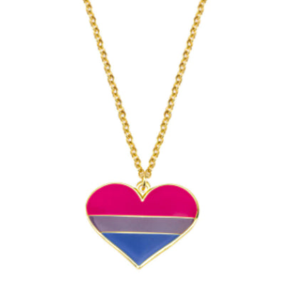 Bisexual Flag Heart Shaped Necklace