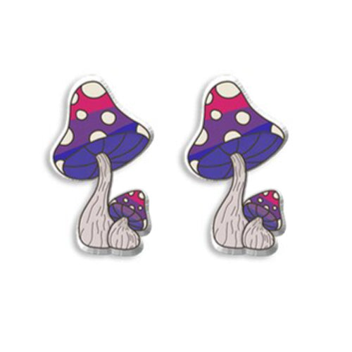 Bisexual Mushroom Stud Earrings