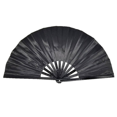 Reflective Holographic Bamboo Cracking Fan - Large 33cm (Black)