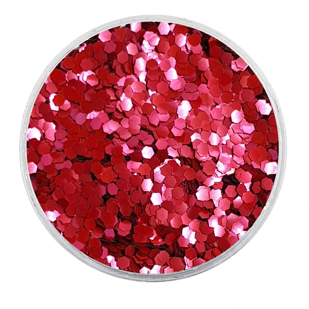 MUOBU Biodegradable Blush Red Glitter - Mini Hexagon Metallic Glitter