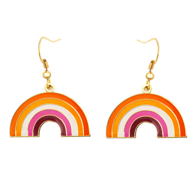 Community Lesbian Flag Rainbow Shaped Earrings