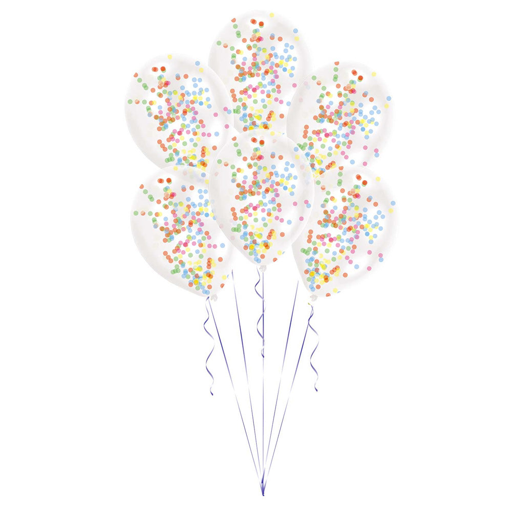 Rainbow Confetti Assorted Latex Balloons (6 Pack)