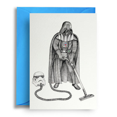 Darth Vader Hoovering - Greetings Card