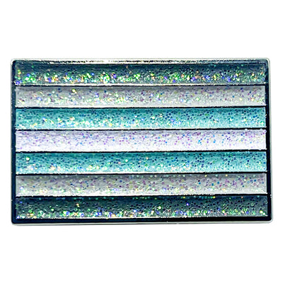 Demiboy Flag Silver Metal Rectangle Lapel Pin Badge - Glitter Version