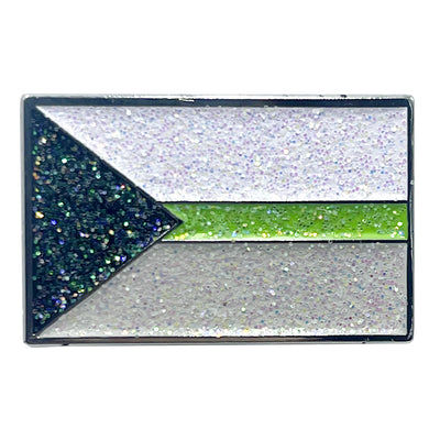 Demiromantic Pride Flag Silver Metal Rectangle Lapel Pin Badge - Glitter Version