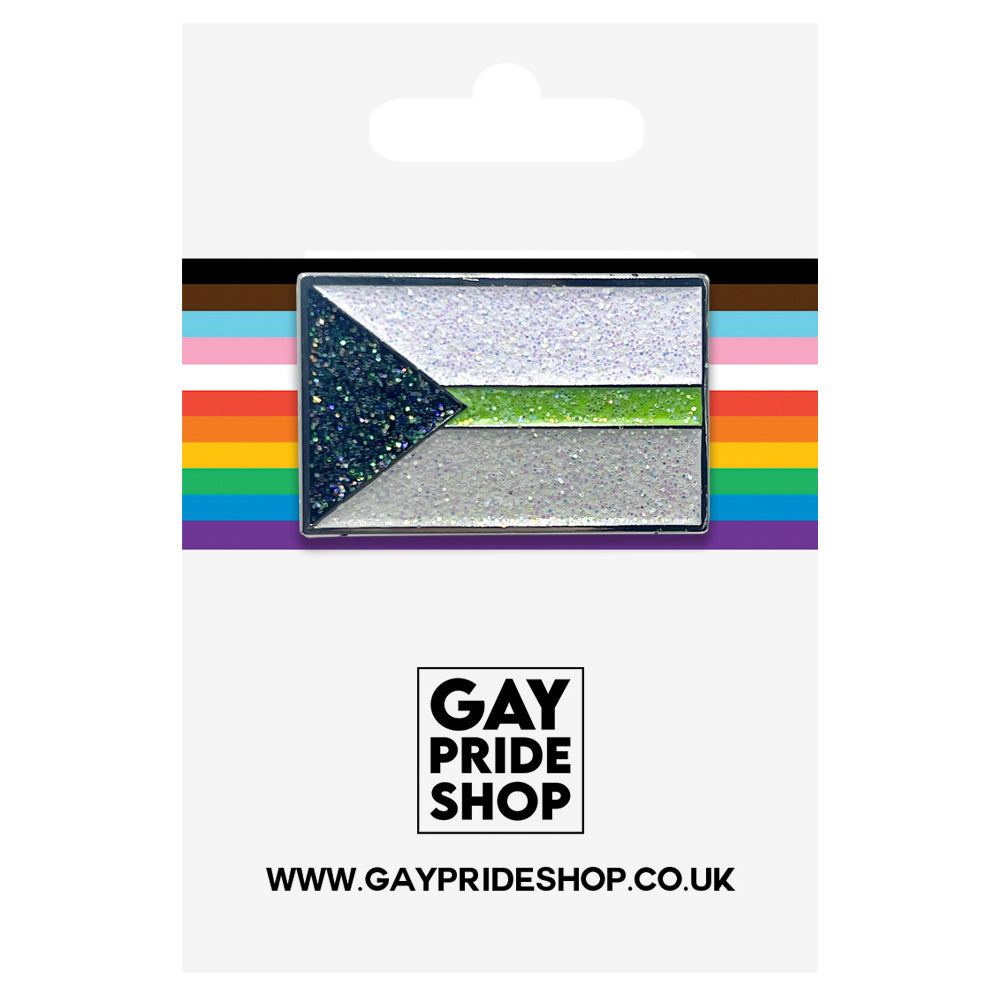 Demiromantic Pride Flag Silver Metal Rectangle Lapel Pin Badge - Glitter Version