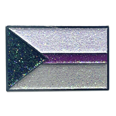 Demisexual Pride Flag Silver Metal Rectangle Lapel Pin Badge - Glitter Version