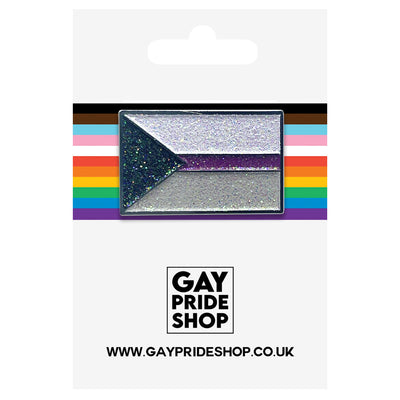 Demisexual Pride Flag Silver Metal Rectangle Lapel Pin Badge - Glitter Version