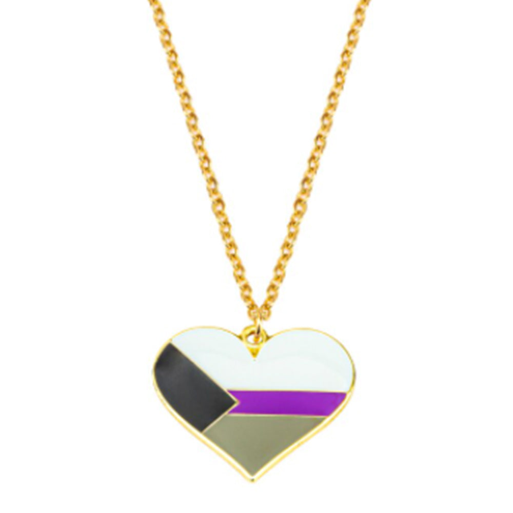 Demisexual Flag Heart Shaped Necklace