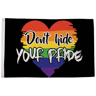 Don't Hide Your Pride Rainbow Heart Flag (5ft x 3ft Premium) – www .