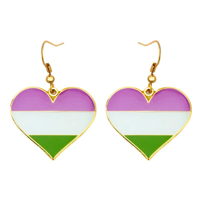 Genderqueer Flag Heart Earrings