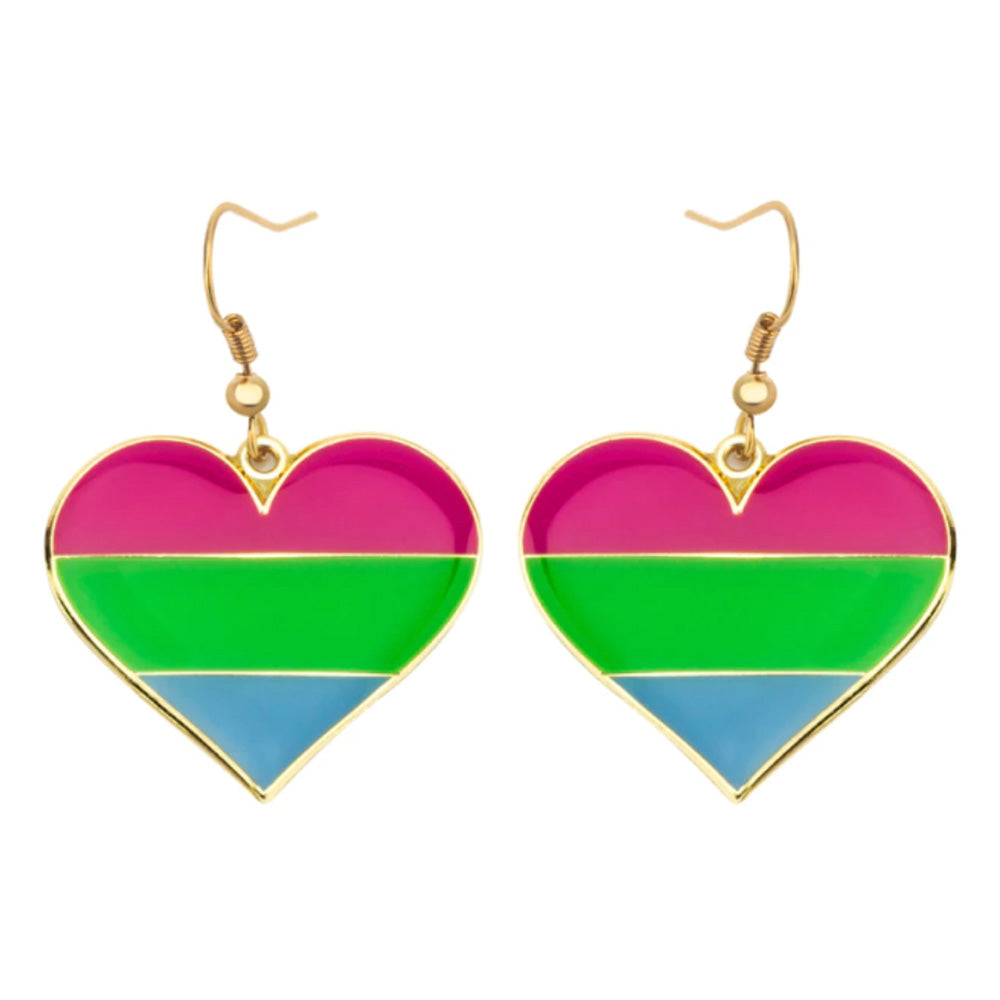 Polysexual Flag Heart Earrings