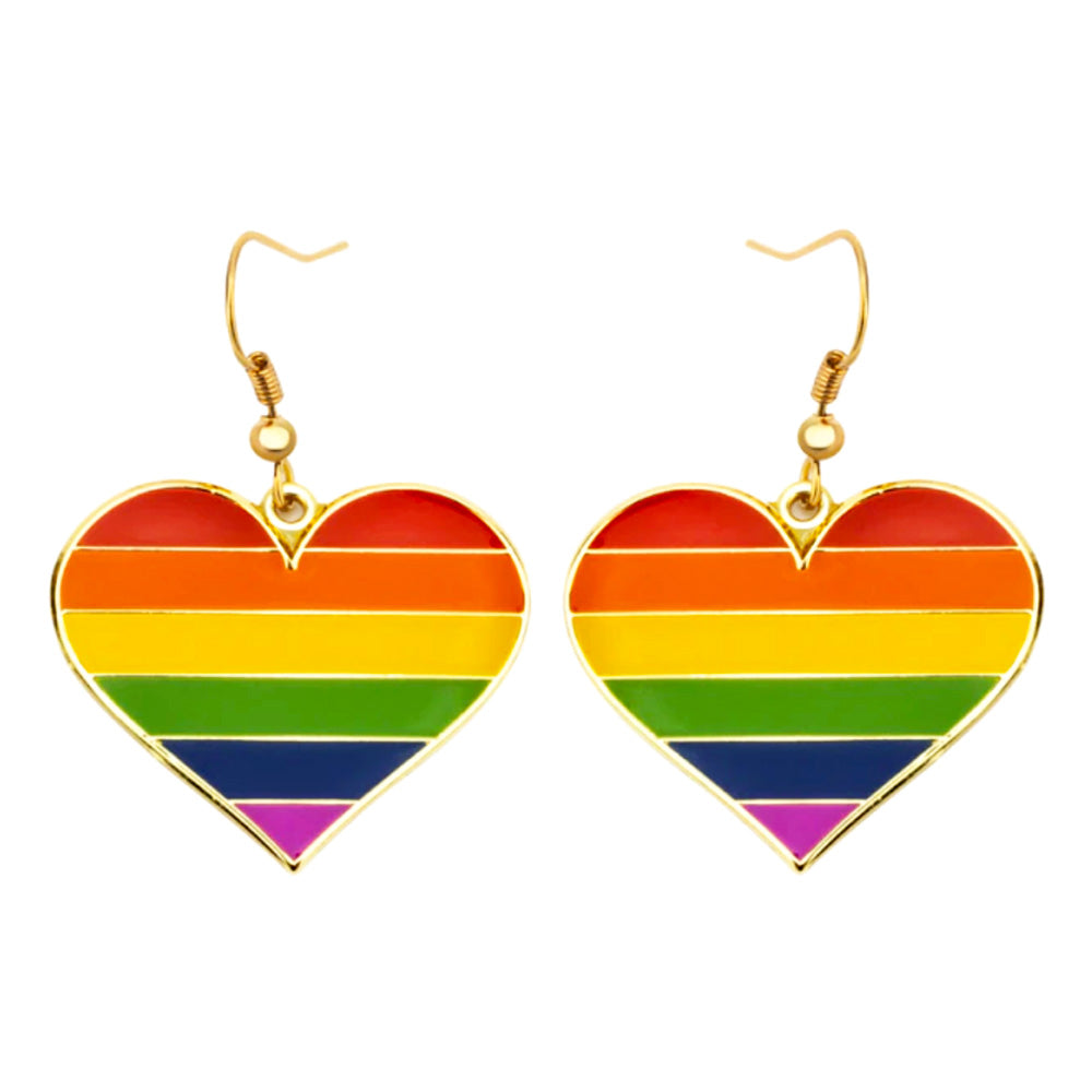 Gay Pride Rainbow Flag Heart Earrings