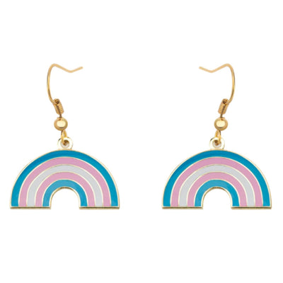 Transgender Flag Rainbow Shaped Earrings