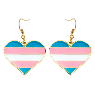 Transgender Flag Heart Earrings