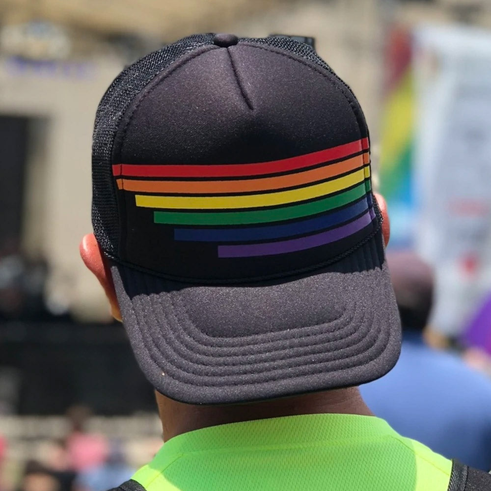Gay Pride Rainbow Faded Black Vintage Style Trucker Cap