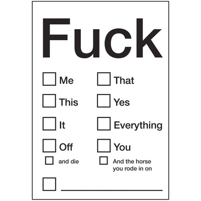 F*ck (Tick Boxes) - Greetings Card
