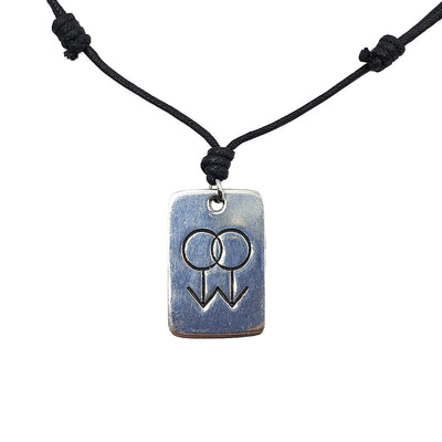 Gay Double Mars Symbol Pewter Charm & Cord Necklace