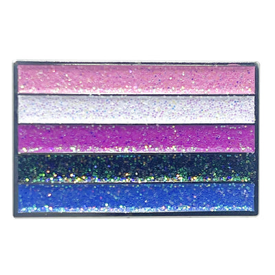 Genderfluid Pride Flag Silver Metal Rectangle Lapel Pin Badge - Glitter Version