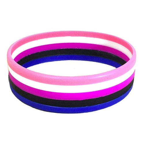 Genderfluid Flag Colours Silicone Wristband Large