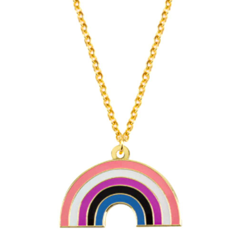 Gender Fluid Flag Rainbow Shaped Necklace