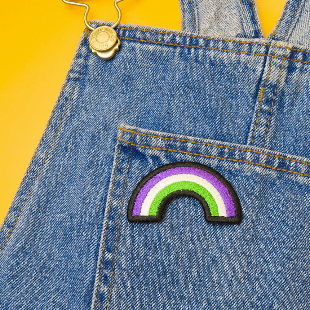 Genderqueer Rainbow Shaped Embroidered Iron-On Patch