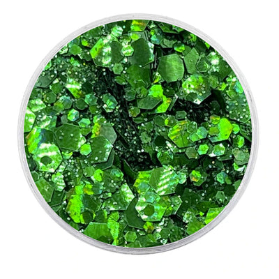MUOBU Biodegradable Emerald Green Mixed Glitter - Holographic Festival Chunky Glitter Mix (BioEmerald)