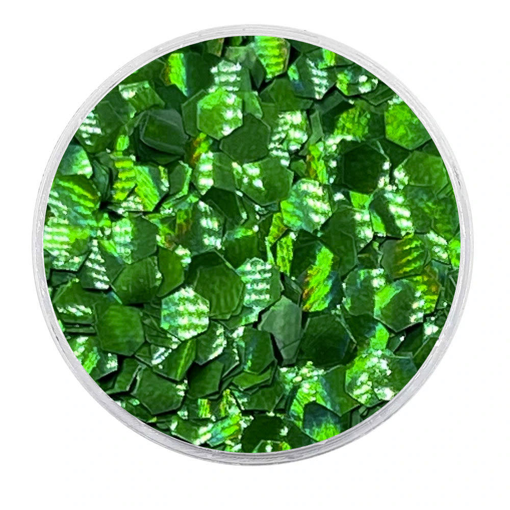 Biodegradable Holographic Emerald Green Glitter - Chunky Hexagons Glitter